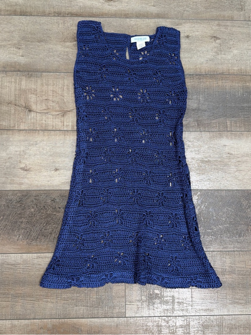 Calle Del Mar floral crochet mini dress in navy - Picture 3 of 6